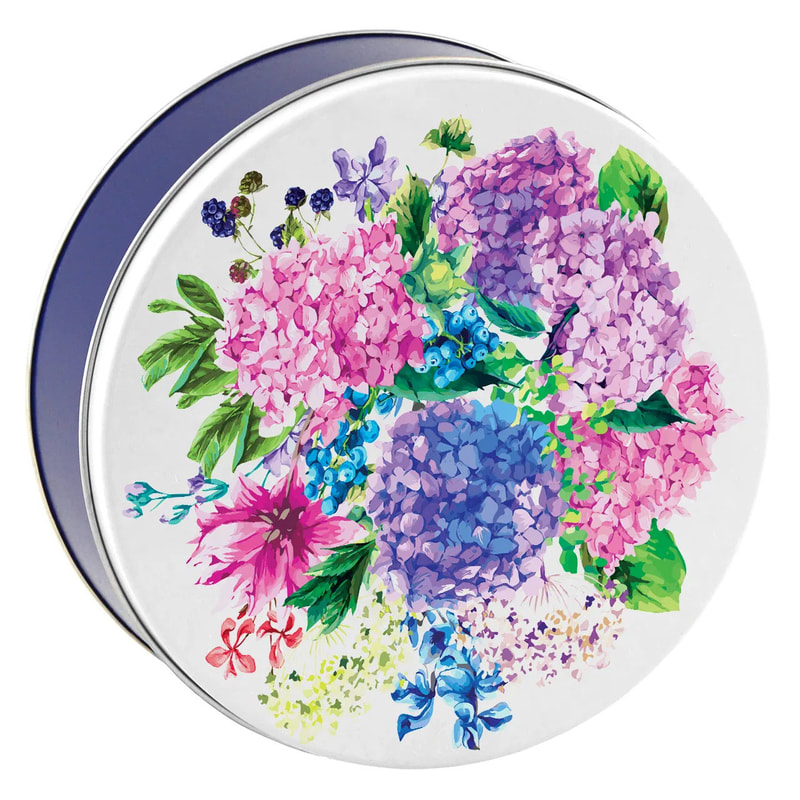 Mother's Day Gift: Hydrangea Tin filled with cookies
